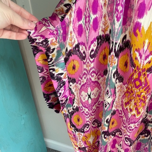 Jodifl Polyester Colorful Multicolor Lightweight Plus Size 2XL Blouse - Picture 3 of 8